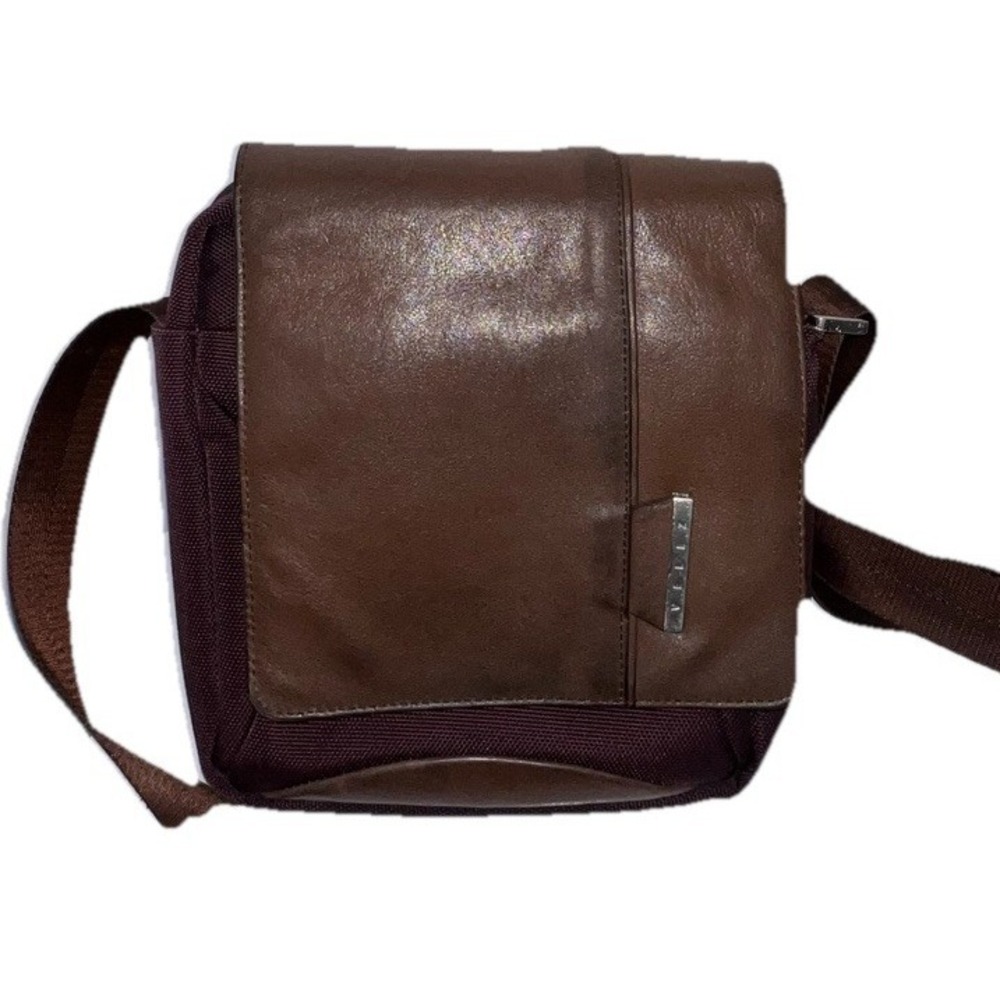 Piquadro Men's Leather And Fabric Crossbody Bag In Brown